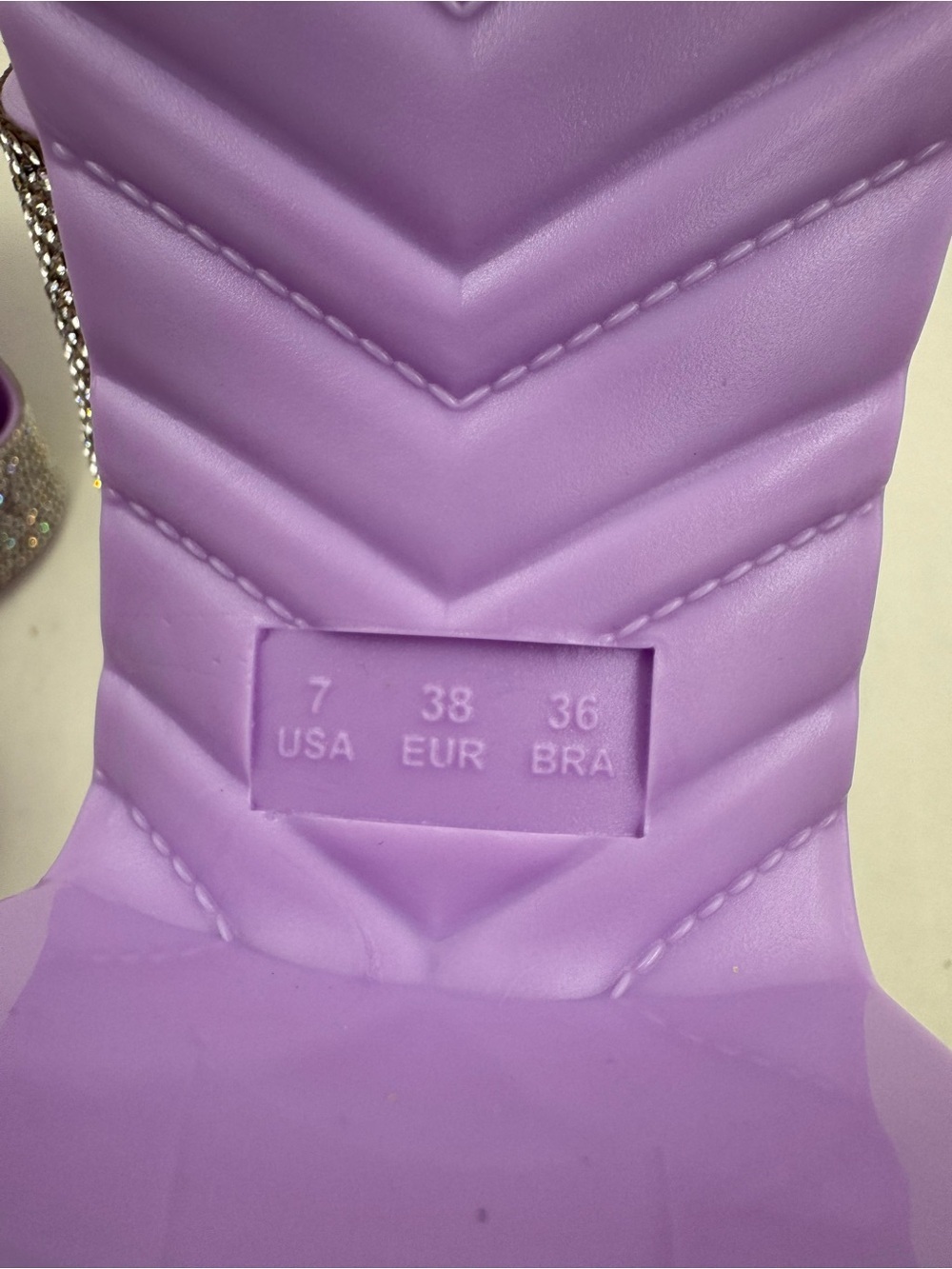 Olivia Miller Gelly Lilac Rhinestone Chunky Platform Thong Sandal, Ladies Size 7 - Picture 6 of 16